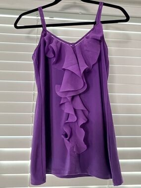 White House Black Market Purple Ruffle Cami Top. Size XS.